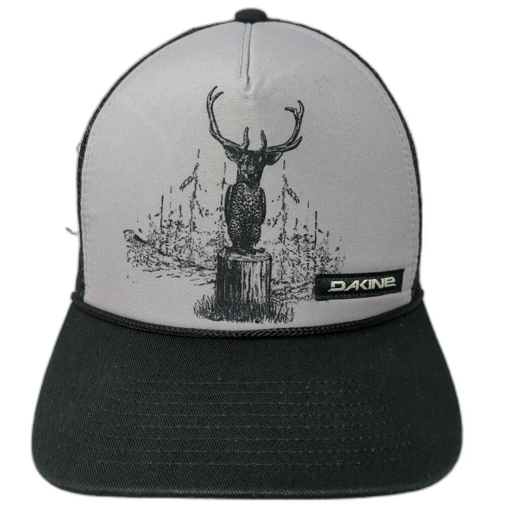 Dakine Trucker Hat Black One Size Mesh Back Rope Snapback Deer Graphic Outdoor